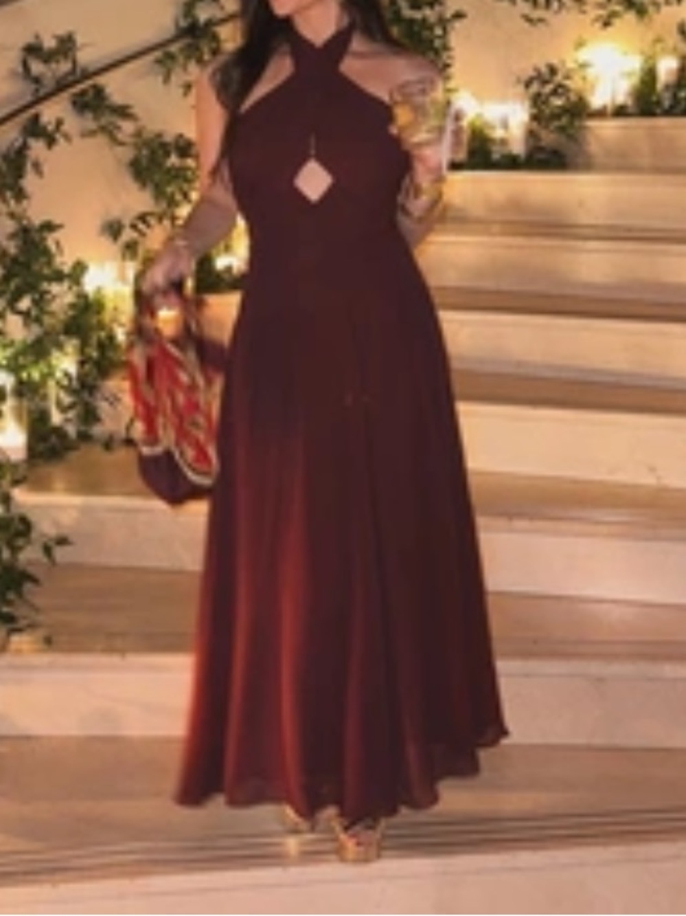REFORMATION Cari Maxi Dress In Mahogany Wrap Halter Women’s 8 - Picture 6 of 16